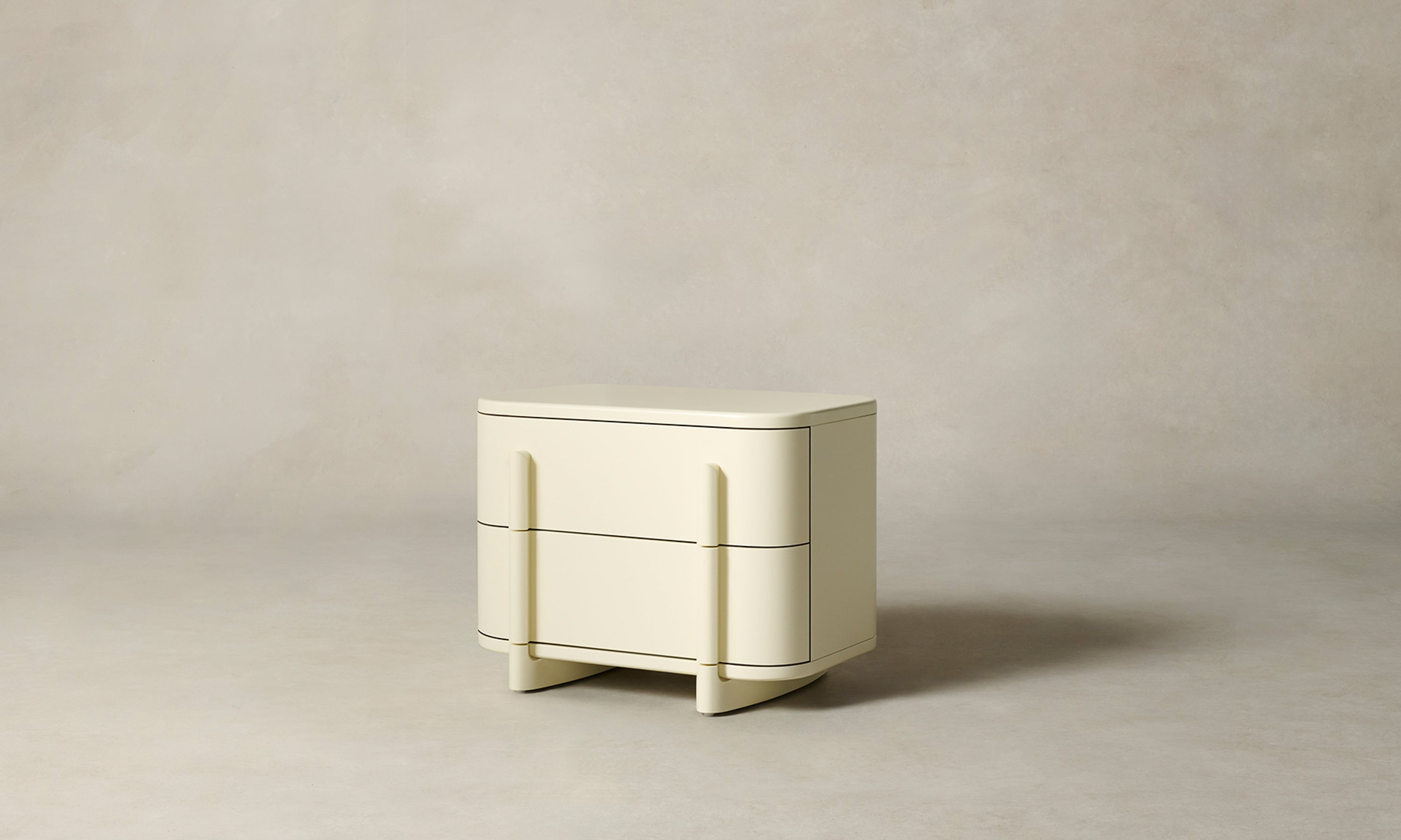 marais two drawer nightstand in white lacquered maple wood - front view