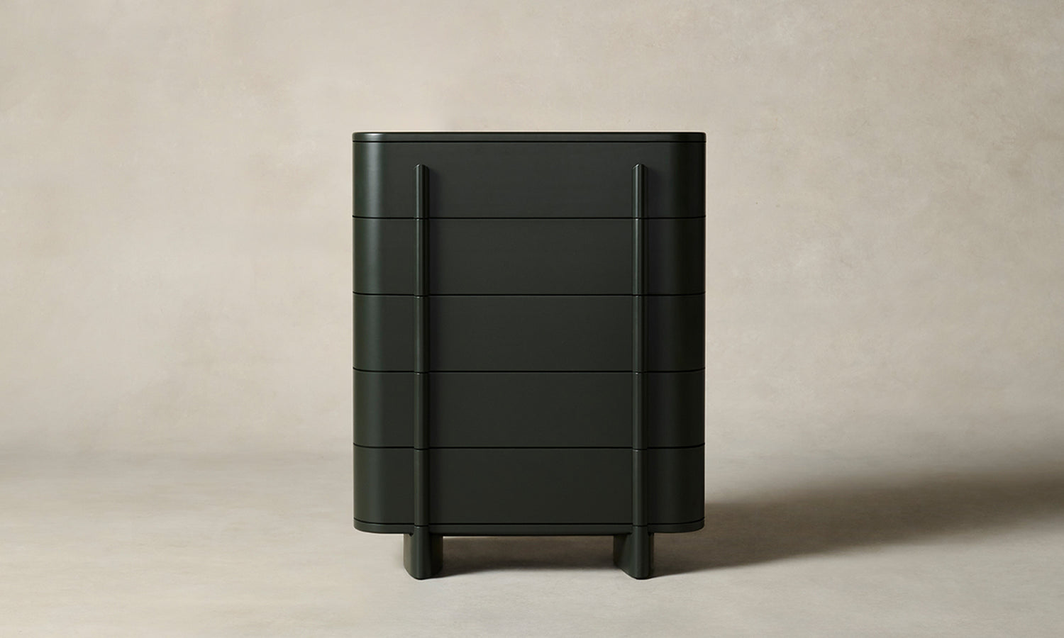 marais forest green bedroom dresser with 5 drawers in lacquered maple wood