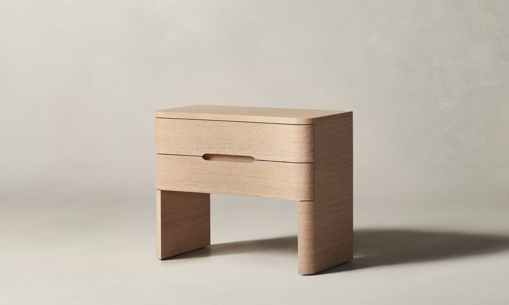 rivington large two drawer nightstand in white oak wood
