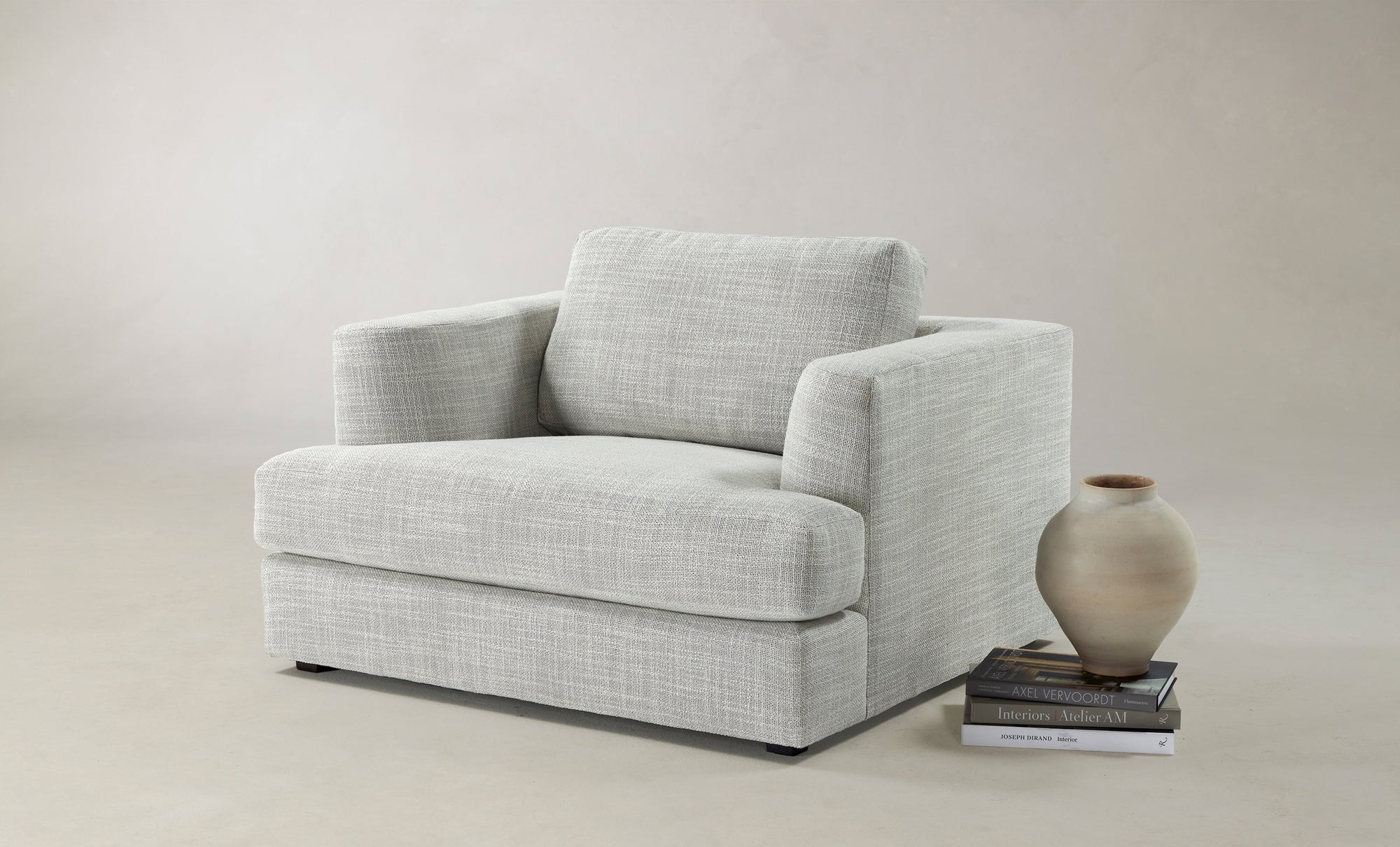 varick chair and a half in grey linen with deep seat