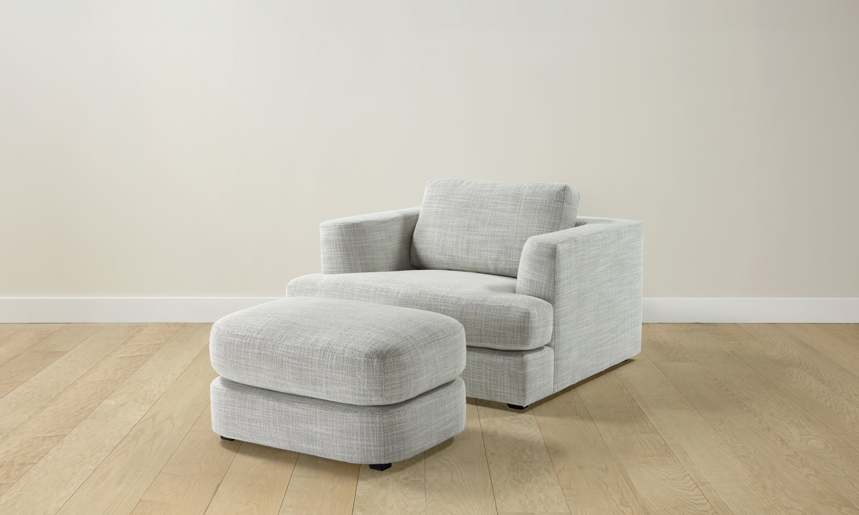 varick chair and a half with ottoman in grey linen