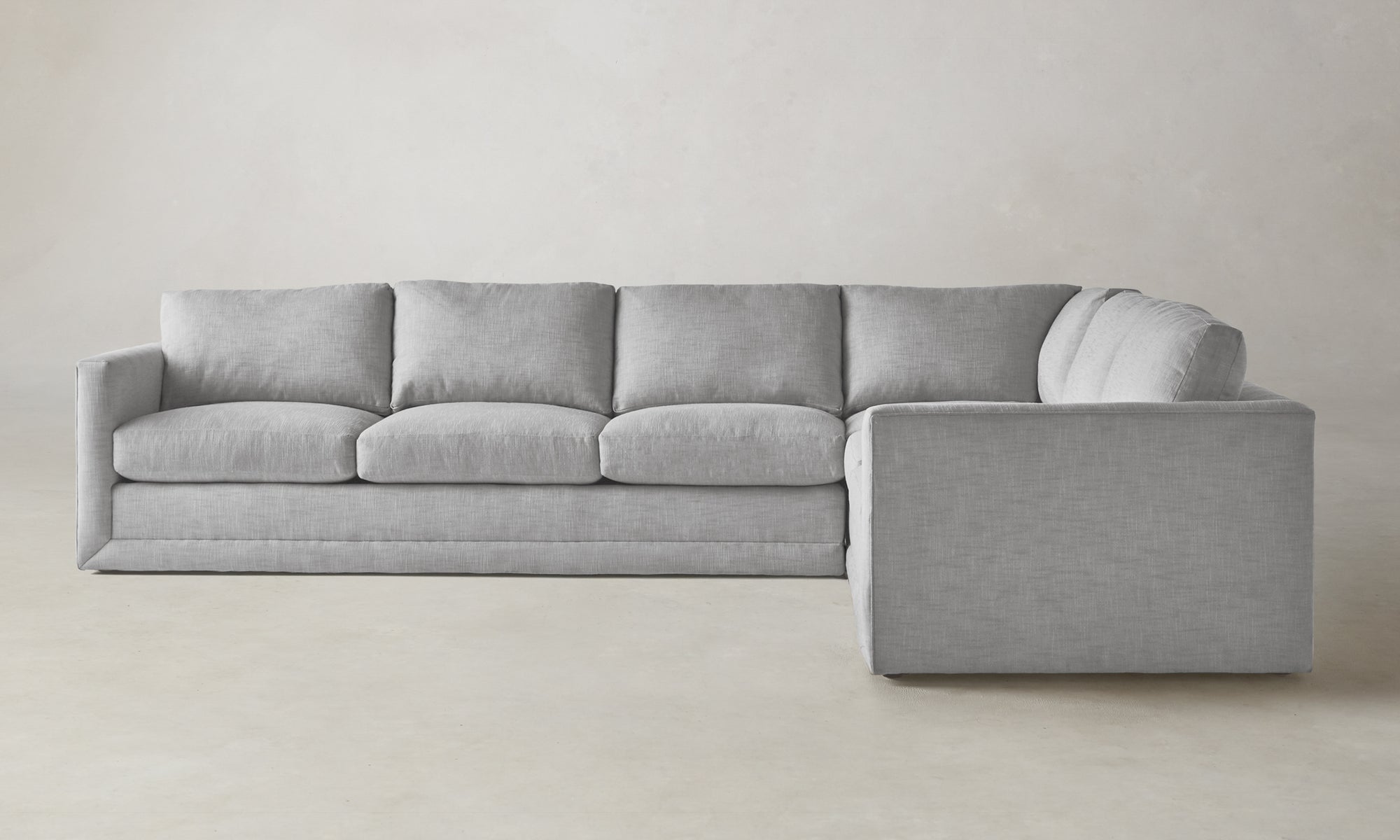 warren l-shaped sectional sofa in grey linen, 6 seat