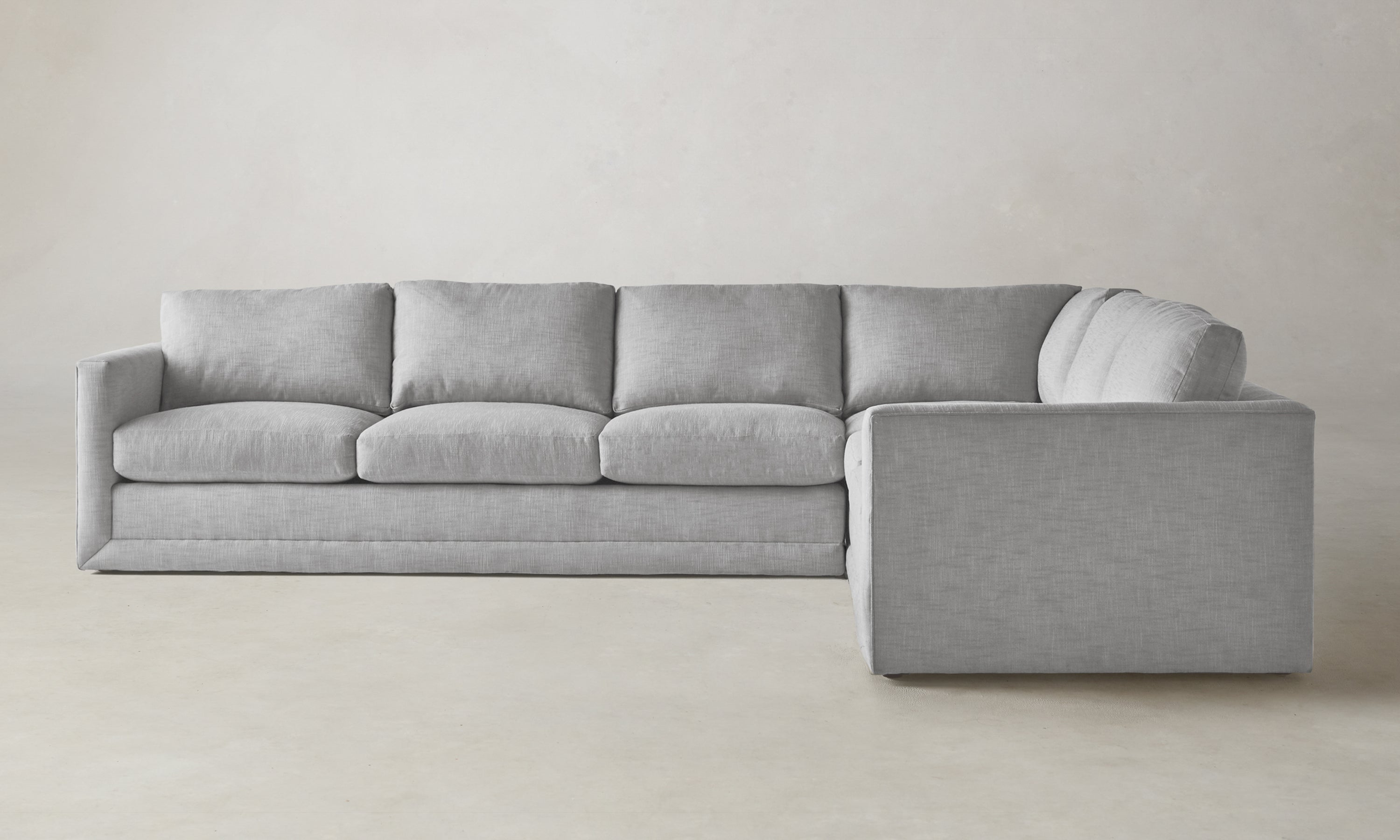 warren l-shaped sectional sofa in grey linen, 6 seat