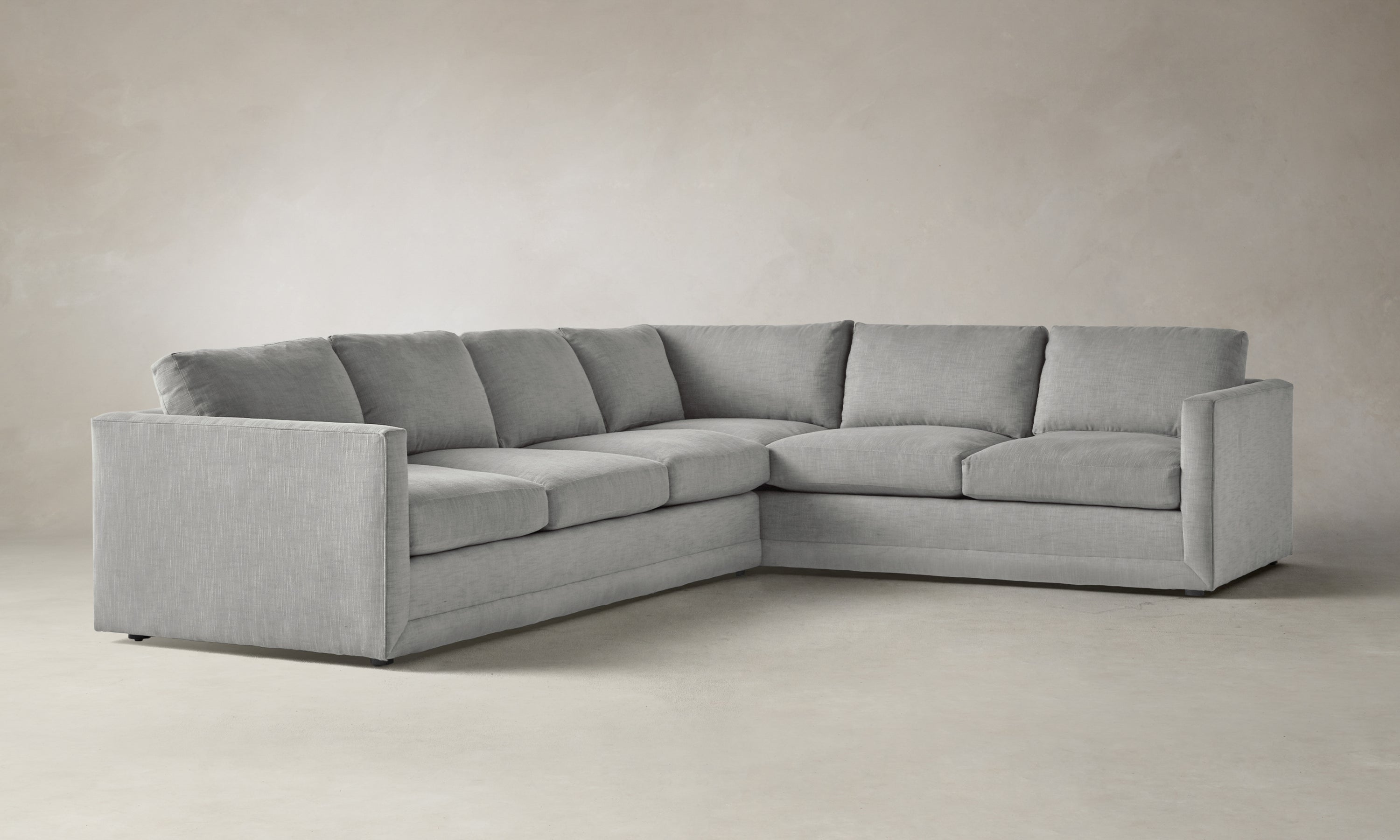 warren grey l-shaped sectional sofa in linen fabric with 6 seats
