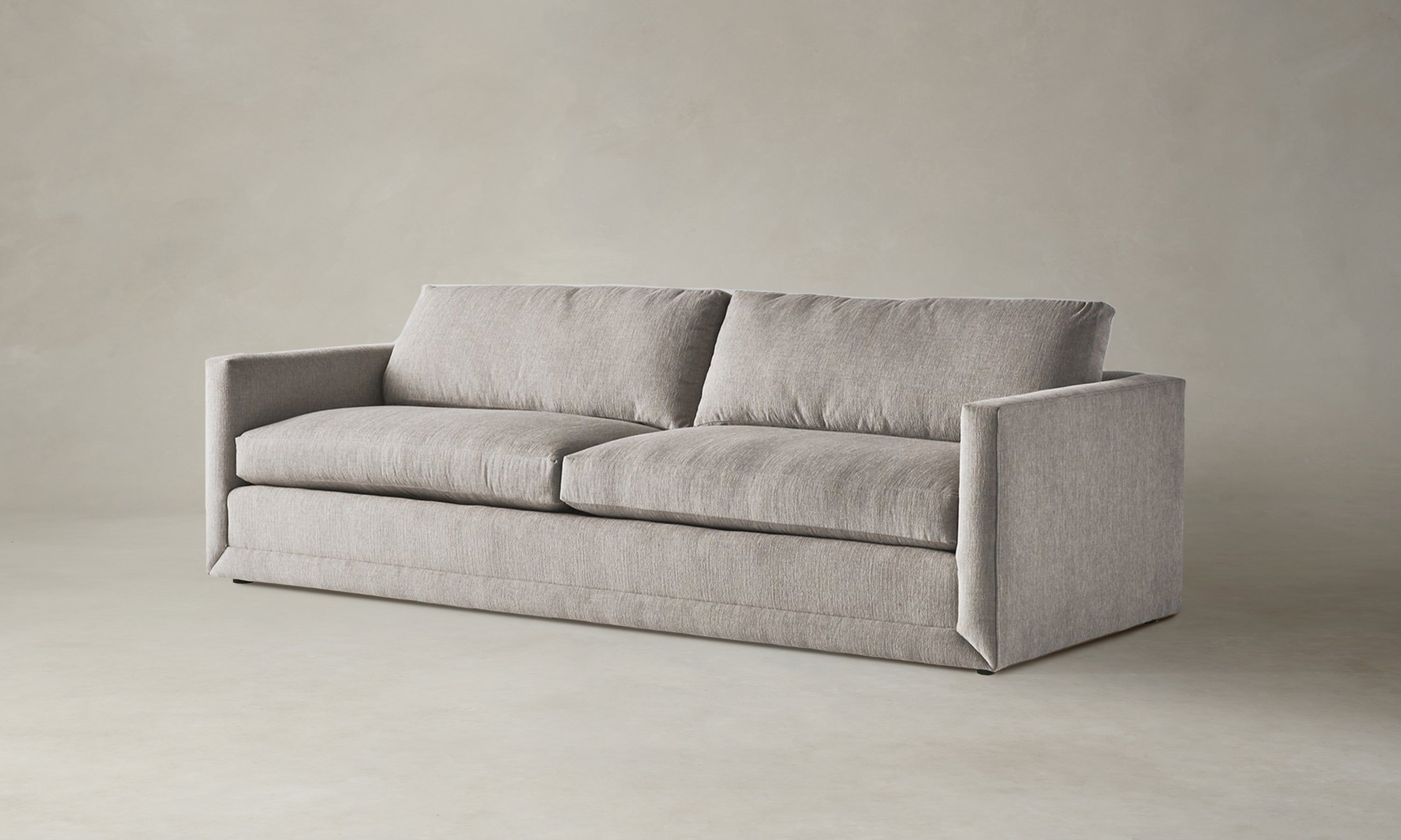 warren sofa in light brown tweed fabric - angle view