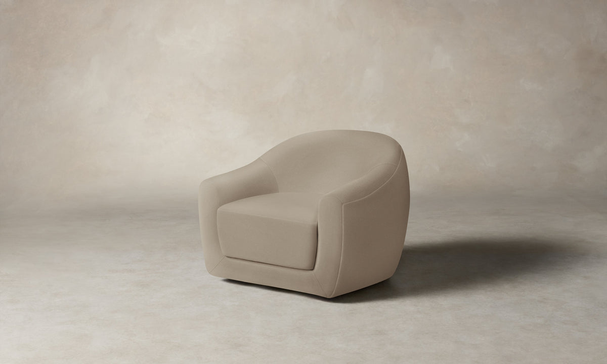 The Oliver Swivel Chair - Pebbled Leather Stone